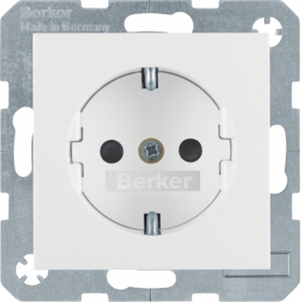 Berker 412389 S1/B.x Schuko socket with increased contact protection (children's protection) and screw terminals, polar white gl