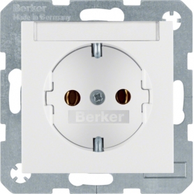 Berker 47501909 S1/B.x Schuko socket with writing bar, polar white matt