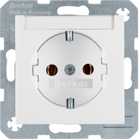 Berker 47501909 S1/B.x Schuko socket avec barre d'écriture, blanc polaire mat