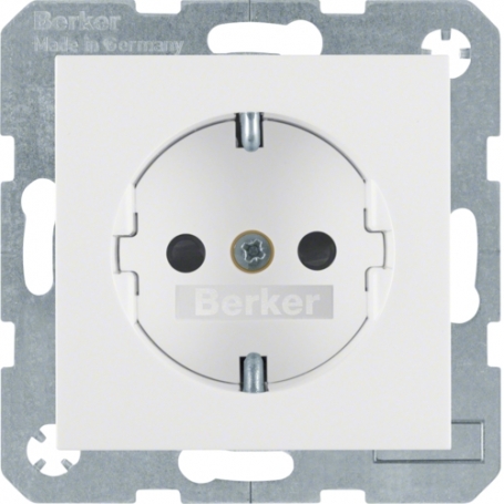 Berker 41231909 S1/B.x Schuko socket with erh.Berührungss. with screw terminals, polar white matt