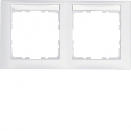 Berker 10229919 S1 cadre 2x horizontal, avec champ d'étiquetage blanc mat