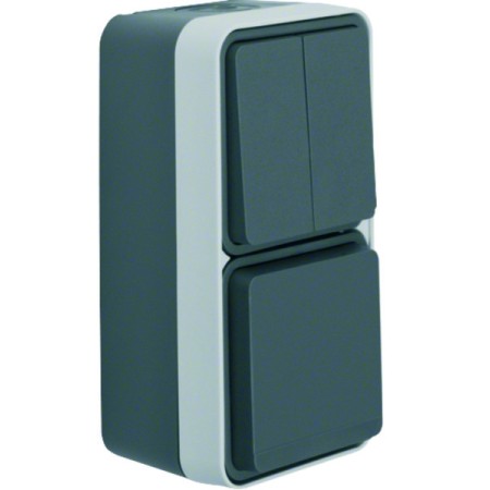 Berker W1 47903515 SSD+WSS combination vertical, grey/light grey matt