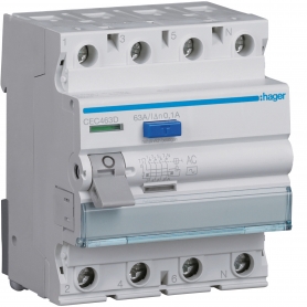 Hager CEC463D FI-Schalter 4P 63A 100mA Typ AC,AC