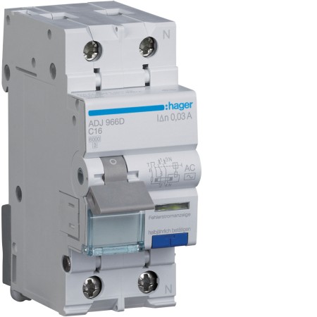 Hager ADJ966D FI/LS 16A/1+N/C/30mA G/AC