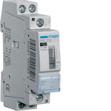 Hager ERC218 Relais d'installation 1S 1O 16A 230VAC