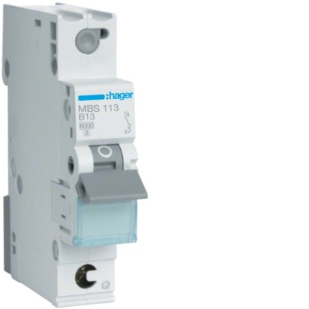 Hager MBS113 Διακόπτης LS 13A/1pol/B 6kA, QC QuickConnect