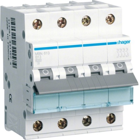 Hager MBN613 LS switch 13A/3pol+N/B 6kA