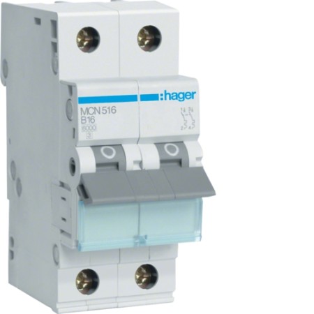 Hager MCN516 LS switch 16A/1pol+N/C 6kA