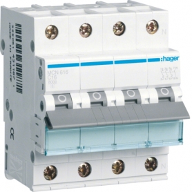 Hager MCN616 LS-Schalter 16A/3pol+N/C 6kA