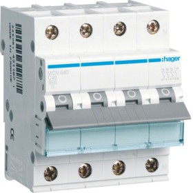 Hager MCN640 LS-Schalter 3P+N 6kA C-40A 4M Leitungsschutzschalter 3 polig+N 6kA C-Charakteristik 40A 4 Module