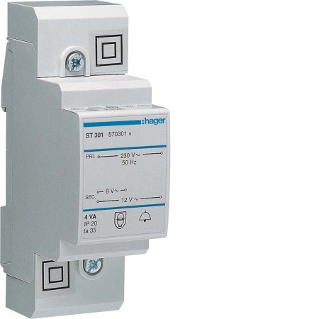 Hager ST301 Klingel-Transformator prim. 230VAC sek. 8/12VAC 4VA 2TE