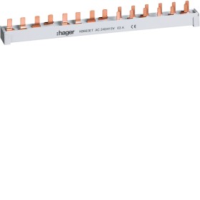 Hager KB663ET Phasenschiene,4pol,10mm²,1FI, 4p +1 LS,3+N+ 6LS,1+N Stiftschiene 4polig 10²mm 14PLE