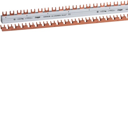 Hager KDR463B Phase rail 1m, 4pol,10mm2, 56mod, fork,abbr.