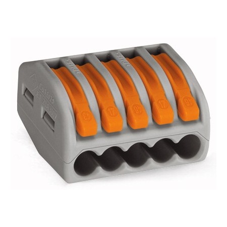 Wago 222-415 Verbindungsklemme; 5-Leiter-Klemme; mit Betätigungshebeln; max. Dauergebrauchstemperatur 85 °C