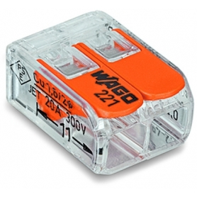 Wago 221-412 COMPACT connection terminal for all conductor types; 2-wire terminal; with actuating levers 100 pieces