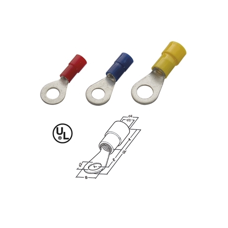 Haupa 2602 Ring-kaapelipunainen eristetty 0,5-1,0 M6 PVC (100 kappaletta)