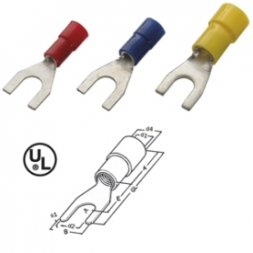 Haupa 2604 Fork kaapeli kenkä punainen eristetty 0,5-1,0 M4 PVC (100 kappaletta)