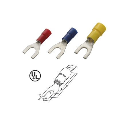 Haupa 260314 Gabelkabelschuh blau isoliert 1,5-2,5 M4PVC (100 Stück)