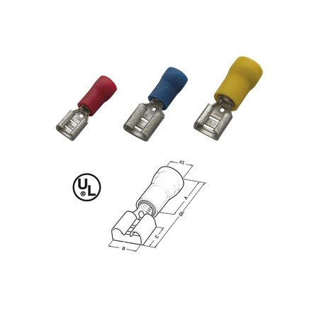 Haupa 260392 Flachsteckhülse rot isoliert 0,5-1,0/6, 3x0,8 PVC (100 Stück)