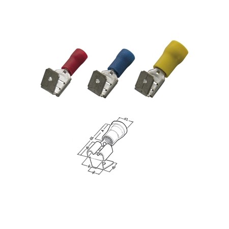 Haupa 260410 Flachsteckhülse rot isoliert 0,5-1,0/6, 3x0,8 PVC (100 Stück)