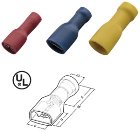 Haupa 260415 Flat plug sleeve red fully insulated 0.5-1, 0/4,8x0,8 PVC (100 pieces)