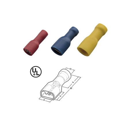 Haupa 260415 Flat plug sleeve punainen täysin eristetty 0,5-1, 0/4,8x08 PVC (100 kappaletta)