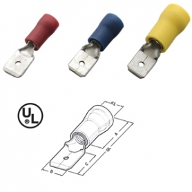 Haupa 260422 Flat plug punainen eristetty 0,5-1,0/6,3x08 PVC (100 kappaletta)