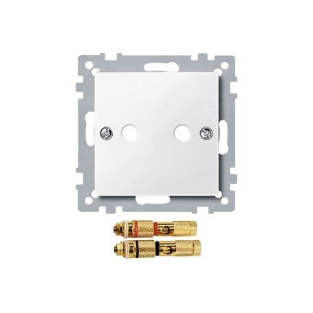 Merten 469319 Zentralplatte mit High-End Lautsprecher-Steckverbinder, polarweiß, System M