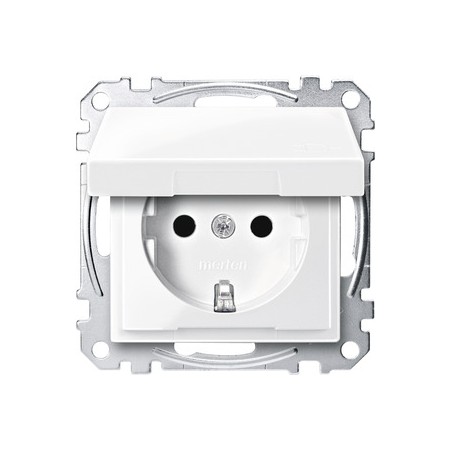 Merten MEG2310-0319 SCHUKO-Steckdose mit Klappd., BRS, Steckklemmen, polarweiß glänzend, System M