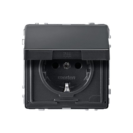 Merten MEG2310-7214 SCHUKO-Steckdose mit Klappdeckel, BRS, Steckklemmen, anthrazit, AQUADESIGN