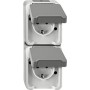 Merten MEG2329-8029 SCHUKO-Doppel-Steckdose, senkrecht angeordnet, lichtgrau, AQUASTAR