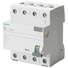 Siemens Interruptor de protección 5SV3444-8 FI, 4-pin, tipo A, selectivo, En: 40 A, 100 mA, Un AC: 400 V