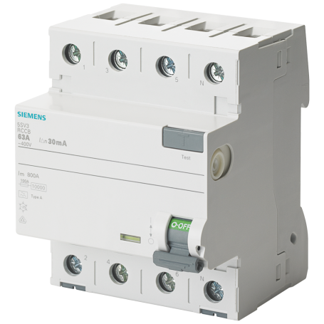 Siemens 5SV3444-8 FI zaštitni priključak, 4-pol, tip A, selektivan, u: 40 A, 100 mA, Un AC: 400 V