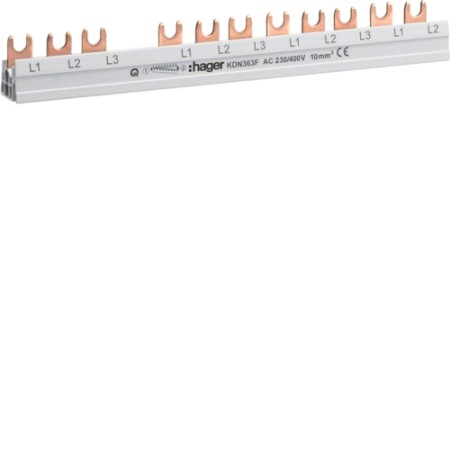 Hager KDN363F Phasenschiene 3P Gabel 10mm² 63A 12M