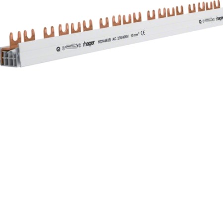 Hager KDN463B Phasenschiene 4 polig mit Gabelanschluss 10mm² 63A 57 Module