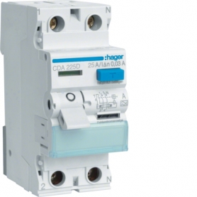 Hager CDA225D fault current switch 2 polig 6kA 25A 30mA Type A