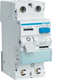 Hager CDS240D fault current switch 2 polig 6kA 40A 30mA Type A QuickConnect