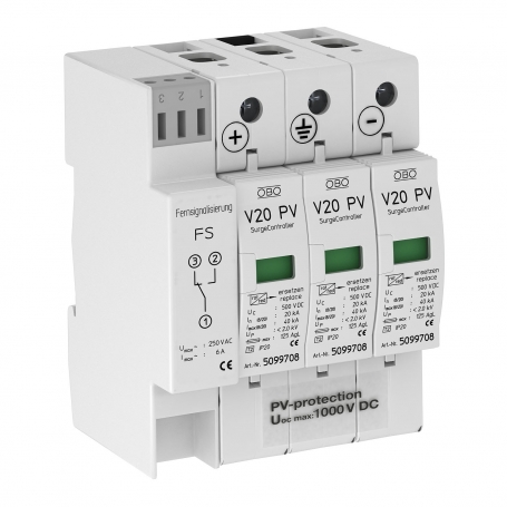 OBO BETTERMANN V20-C 3PHFS-1000 SurgeController V20 τριπολικός για φωτοβολταϊκά 1000V DC 5094574