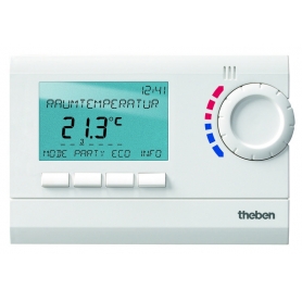 Theben T8120132 Digital-Uhrenthermostat, 7 Tage, Textzeile, Netzversion