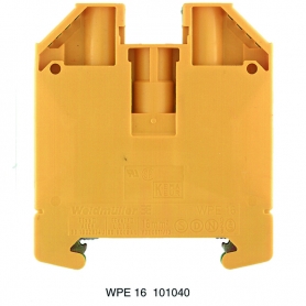 Weidmüller WPE 16 Schutzleiter-Reihenklemme, Schraubanschluss, 16 mm², 1000 V, Anschlüsse: 2, Etagen: 1, grün / gelb