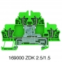 Weidmüller ZDK 2.5PE multi-deck terminal, raccord de ressort de tension, 2.5 mm2, planchers:2, vert / jaune 1690000000