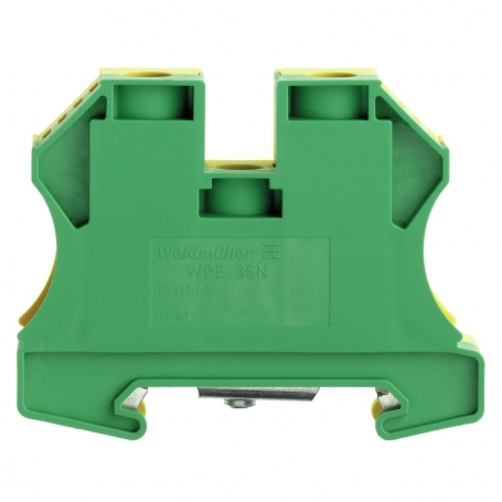 Weidmüller WPE 35N serie clamp, conexión de tornillo, 35 mm2, 400 V, conexiones: 2, pisos: 1, verde / amarillo