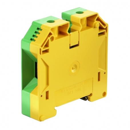 Weidmüller WPE 50N Schutzleiter-Reihenklemme, Schraubanschluss, 50 mm², 1000 V, Anschlüsse: 2, Etagen: 1, grün / gelb