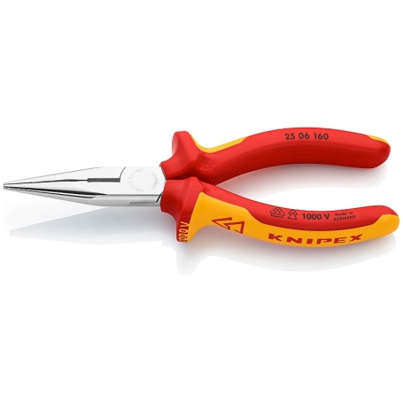 Knipex 25 06 160 Flachrundzange mit Schneide verchromt 160 mm