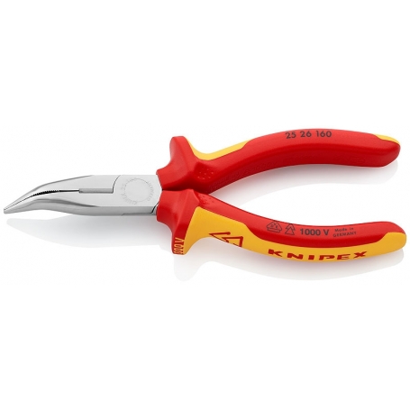 Knipex 25 26 160 Flachrundzange mit Schneide verchromt 160 mm