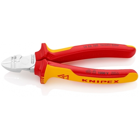 Knipex 14 26 160 Abisolier-Seitenschneider verchromt 160 mm