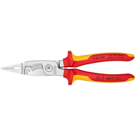 Knipex 13 86 200 Elektro-Installationszange verchromt 200 mm
