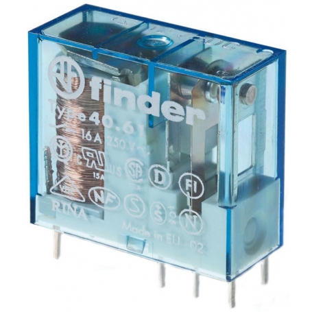 Finder 406190240000 Relay plug és nyomtatási kapcsolatok, 1 váltó 16 A, tekercs 24 V DC
