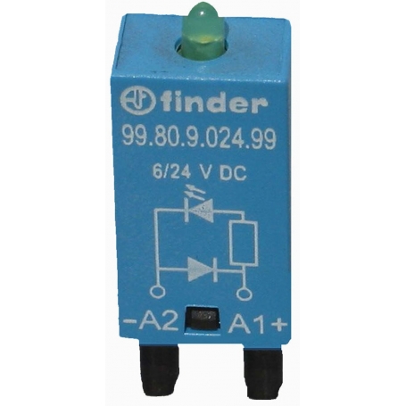 Finder 9980902499 Modul, freewheeling dióda a zelená LED, 6 až 24 V DC