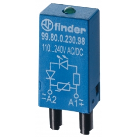 Finder 9980002498 modul, Varistor a zelené LED, 6 až 24 V AC/DC